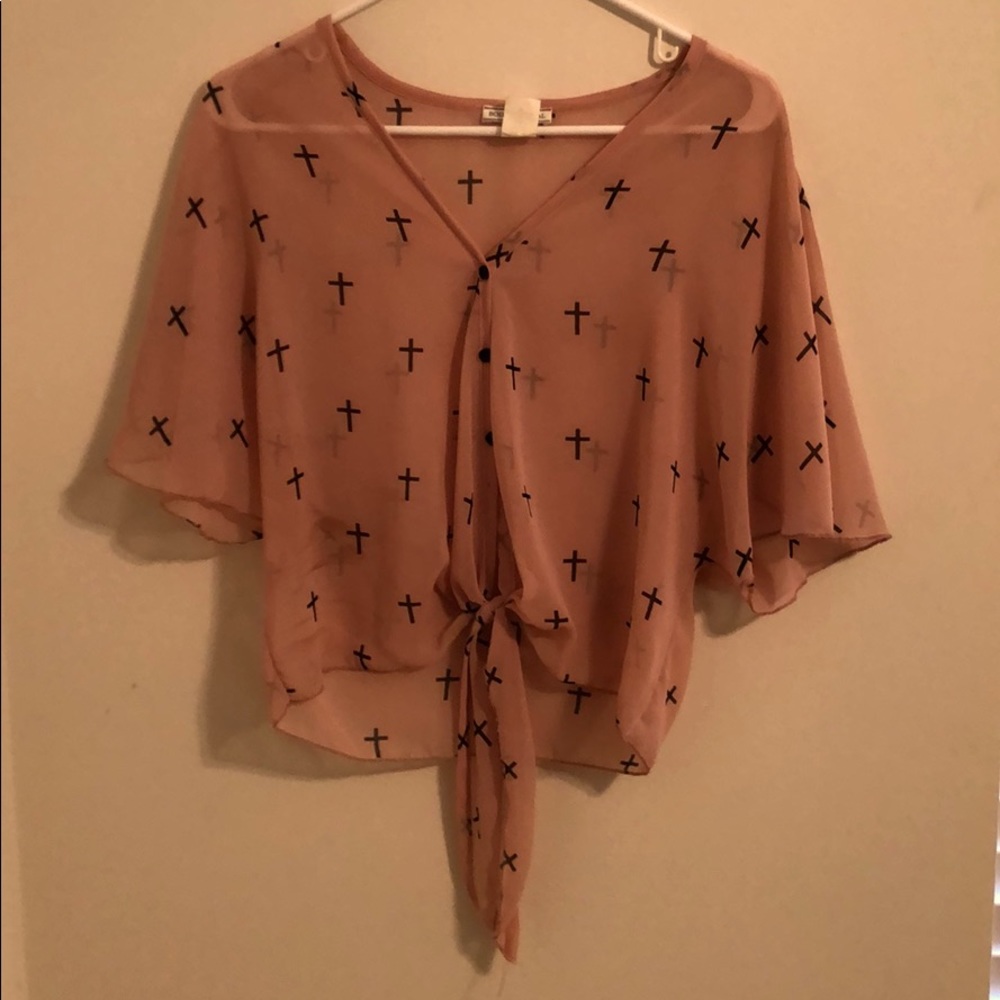 See through mesh material cardigan/top